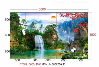 Gạch tranh dán tường  - tranh phong cảnh thiên nhiên