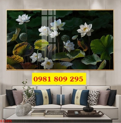 Gạch tranh hoa sen , tranh gạch ốp tường