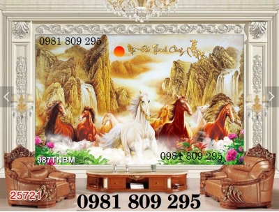 tranh mã đáo thành công - gạch tranh 3d ngựa  trang trí