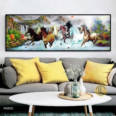 Gạch tranh 3d - tranh 8 chú ngựa