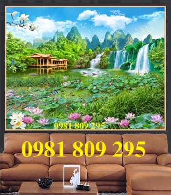 gạch tranh 3d phong cảnh con cò