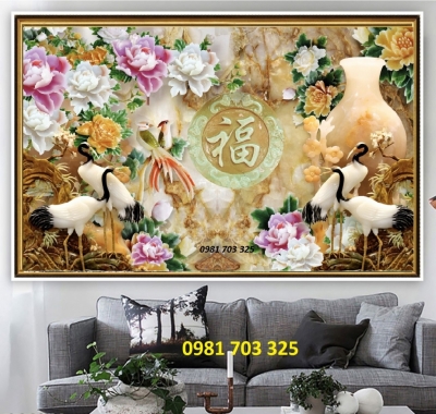 tranh 3D tùng hạc, gạch tranh