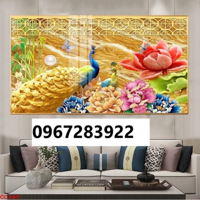 Tranh gạch chim công đẹp