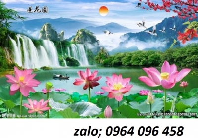 Tranh gạch men 3d hoa sen ốp tường - FSX22