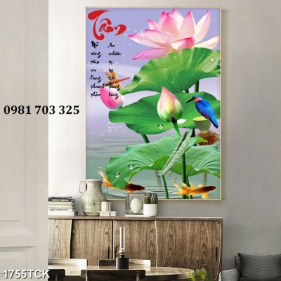 Tranh gạch hoa sen đẹp 3D
