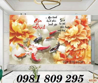 Gạch tranh 3d ốp tường hoa mẫu đơn HO8365