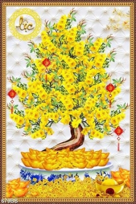 Gạch tranh 3d dán tường cây mai - CNVVB96