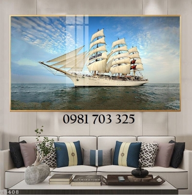 Tranh gạch hình thuyền buồm 3D đẹp