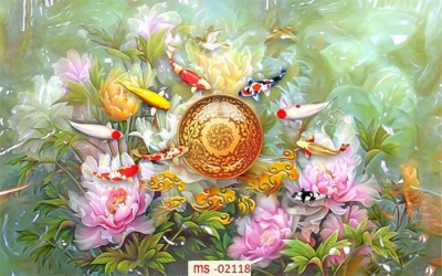 Tranh gạch men cửu ngư quần hội