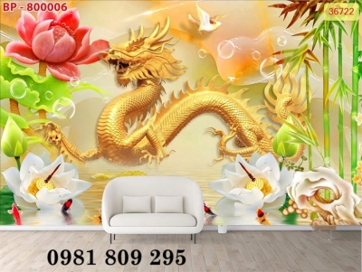 Tranh gạch ốp tường 3d rồng phượng