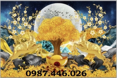 Tranh gạch men cây lộc vàng HP8282
