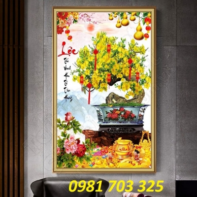 Tranh gạch 3D phòng khách- gạch tranh hoa mai