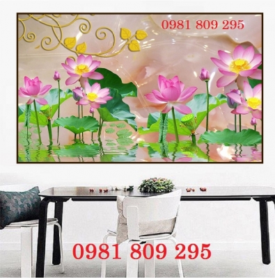 Gạch tranh trang trí hoa sen