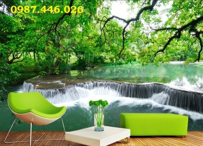 Gạch ốp tường tranh gạch men phong cảnh thác nước HP87272