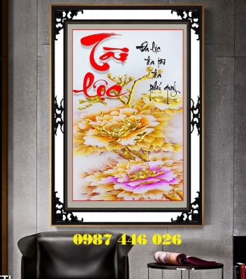 Gạch tranh cây tiền lộc vàng