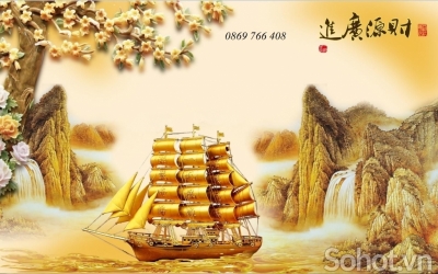 Tranh gạch 3d - thuyền buồm xuôi gió