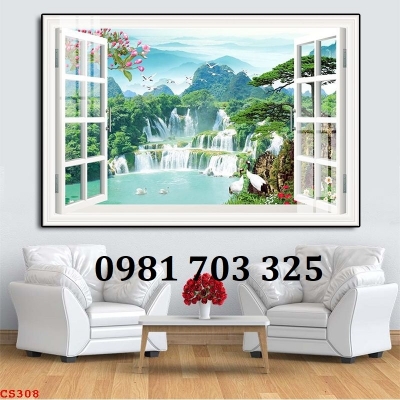 Tranh gạch men 3D cửa sổ