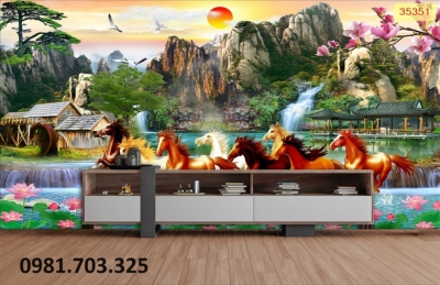 Tranh gạch đẹp ngựa 3D