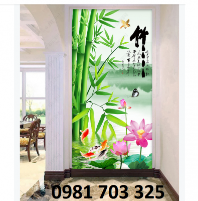 Tranh khổ đứng 3D- tranh hoa ốp tường