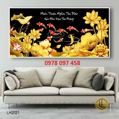 Tranh dán tường phòng khách - tranh thư pháp