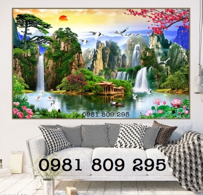Tranh gạch gạch ốp tường phong cảnh trang trí