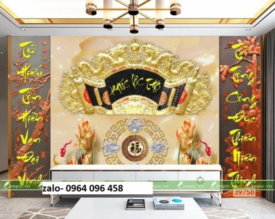 Tranh gạch 3d ốp tường phòng thờ - 3DCVV