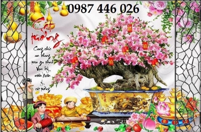 Tranh gạch hoa đào 3d HP7272