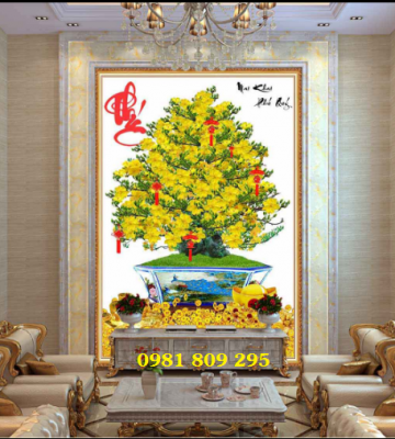 Gạch trang trí 3d mai vàng ốp tường HG972