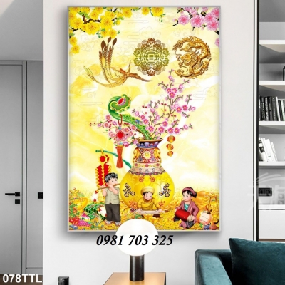 tranh gạch men 3D bình hoa