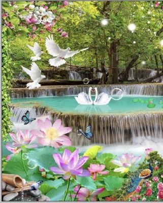 Tranh gạch 3D ốp tường phòng khách