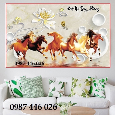 Tranh bát mã, gạch ốp tường, tranh trang trí