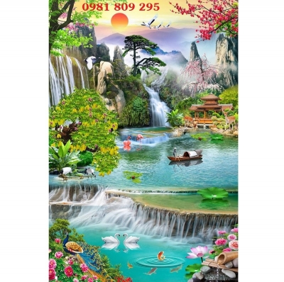 Tranh gạch men thác nước đẹp 3d  HP5454