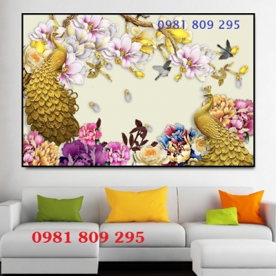 Gạch tranh chim công sứ ngọc HP355
