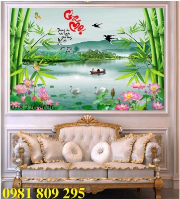 Gạch ốp tường 3d hoa sen , gạch tranh 3d