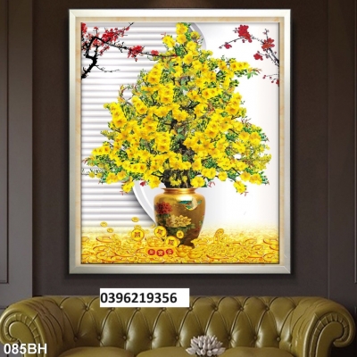 Tranh gạch đẹp bình hoa 3D