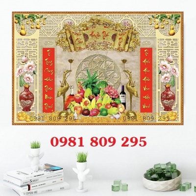 Tranh gạch phòng thờ cửu huyền thất tổ