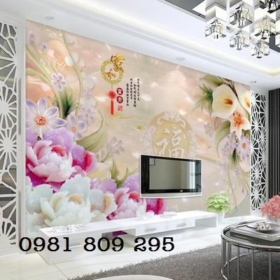 Gạch tranh - tranh 3d mẫu đơn