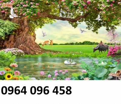Tranh gạch 3d phong cảnh cánh đồng quê 543XO