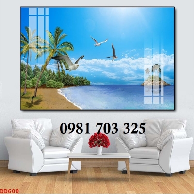 Tranh gạch 3d cảnh biển xanh