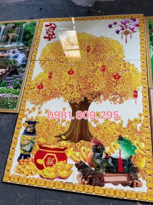 Tranh gạch kim tiền khổ dọc 3d