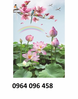 Tranh hoa sen 3d - tranh gạch 3d hoa sen - SKN42