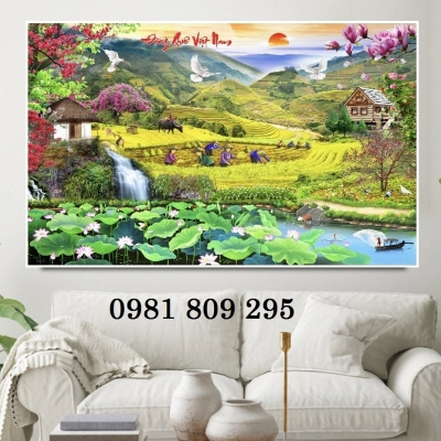 Gạch 3d phong cảnh , gạch tranh 3d ốp tường phòng khách HD555