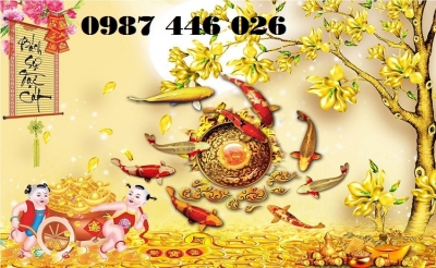 Tranh cá chép, gạch ốp tường tranh trang trí HƠ7393