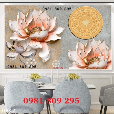 Gạch tranh tường hoa 3d ốp phòng khách HG430