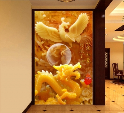tranh phong thủy rồng phụng - gạch tranh 3d