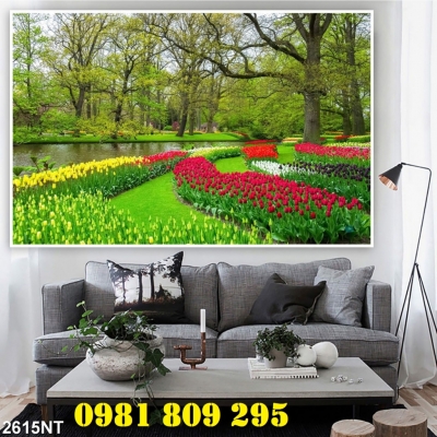 Gạch tranh tường 3d phòng khách HP309