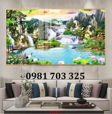 Gạch tranh phong cảnh thác nước