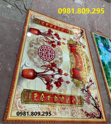 Gạch tranh ốp tường phòng thờ chữ phúc
