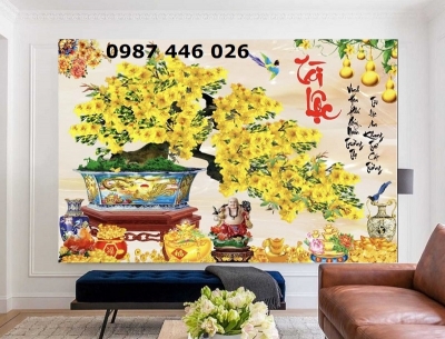 Tranh gạch hoa mai lộc vàng HP9282