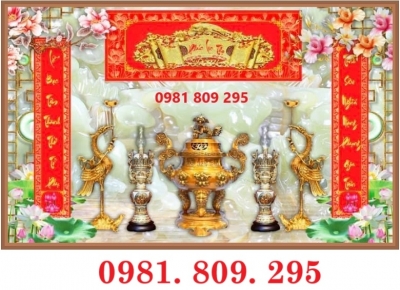 Mẫu gạch trang trí ban  thờ 3d ngũ quả